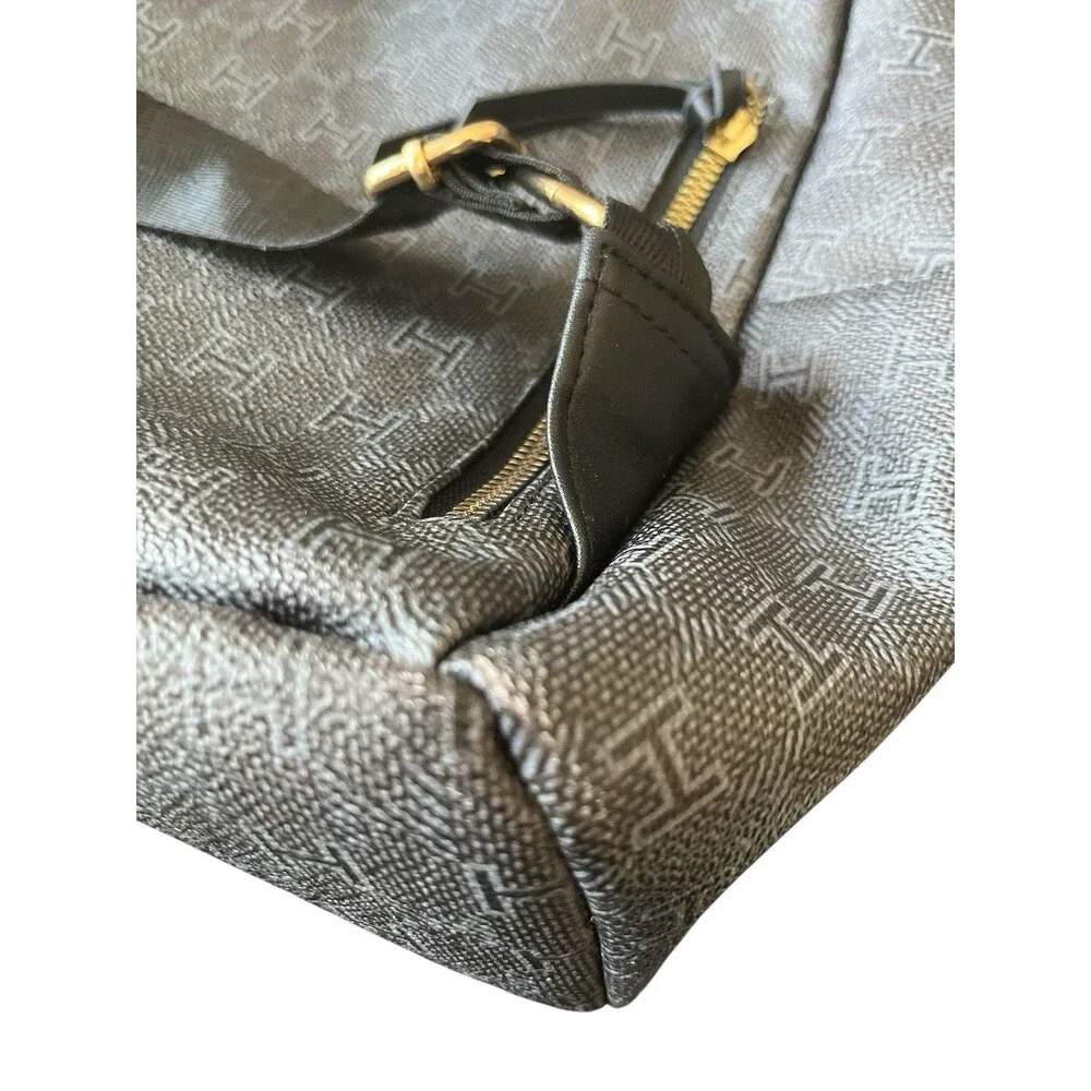 Halston Monogrammed Backpack Women’s Black Gold Tone Accents  READ